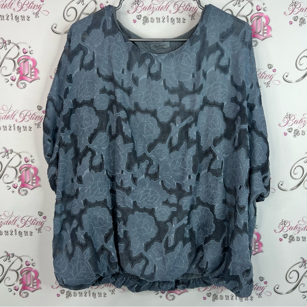 Bellambia blouse Italy 🇮🇹 flowers floral Elegant Blue Floral Women's Blouse